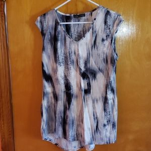 Rose & Olive sleeveless top black tan white Large